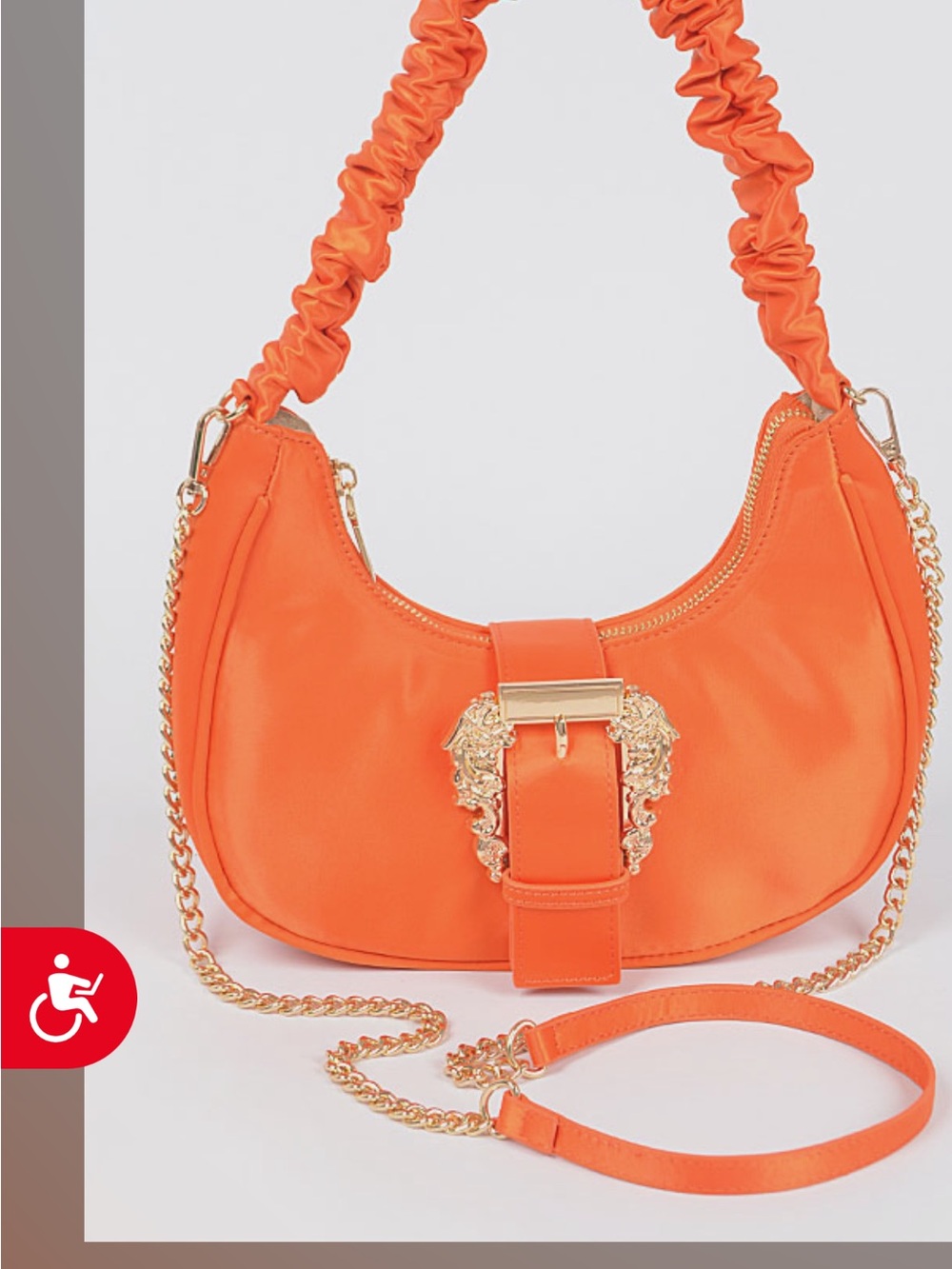 Orange Women's Shoulder Bag with Gold Accent